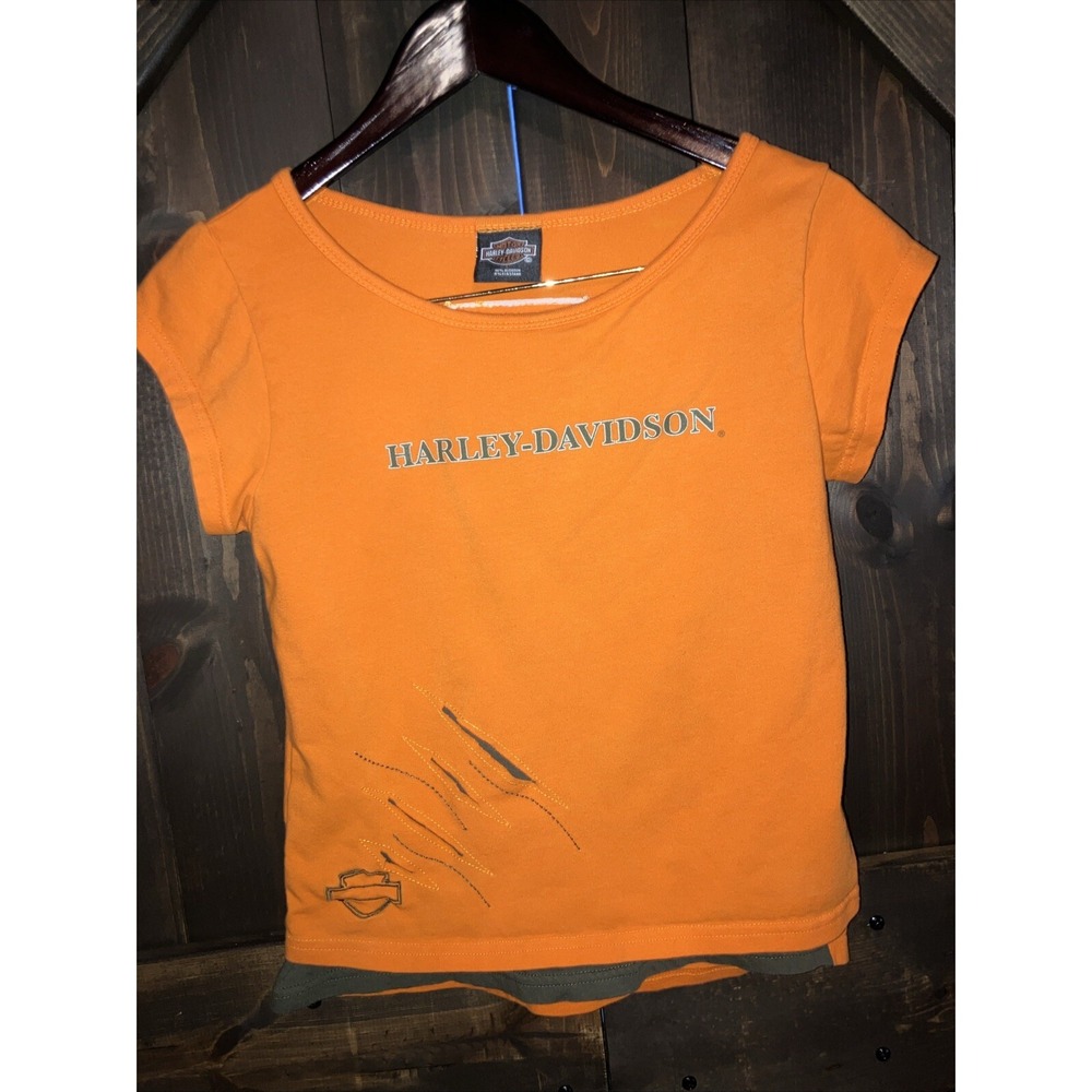 Harley Davidson Women's Large,‎ T-Shirt Top Orange Short Sleeve  Cancun Mexico